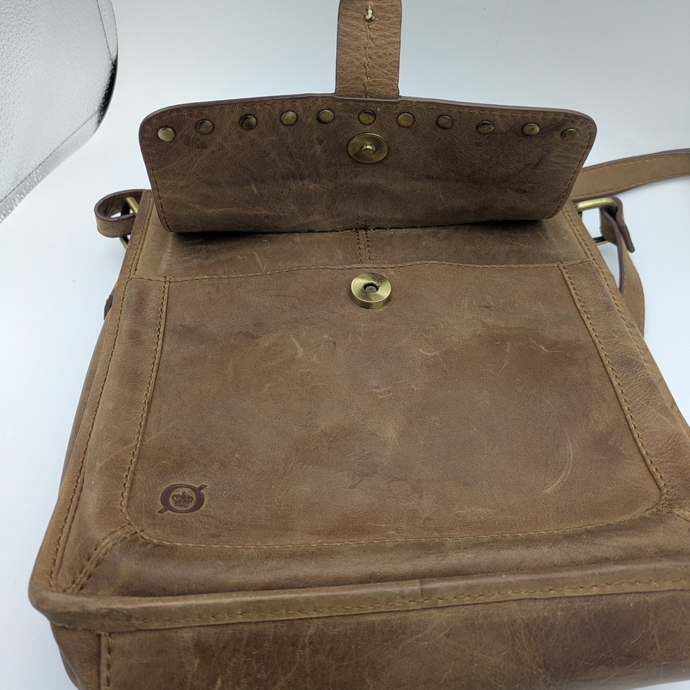 Born Distressed Leather Crossbody Bag - Brown - Picture 3 of 8